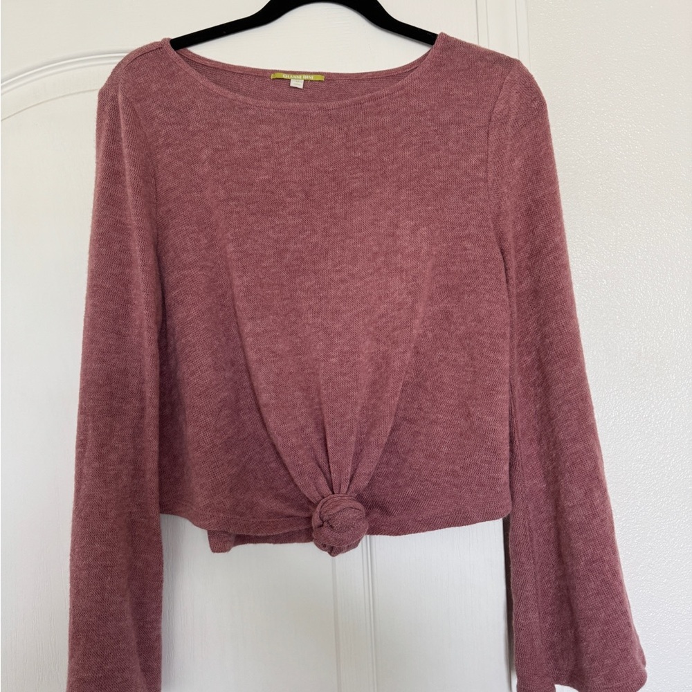 Gianni Bini Bell Sleeve Knot Front Cropped Sweater - Size Medium